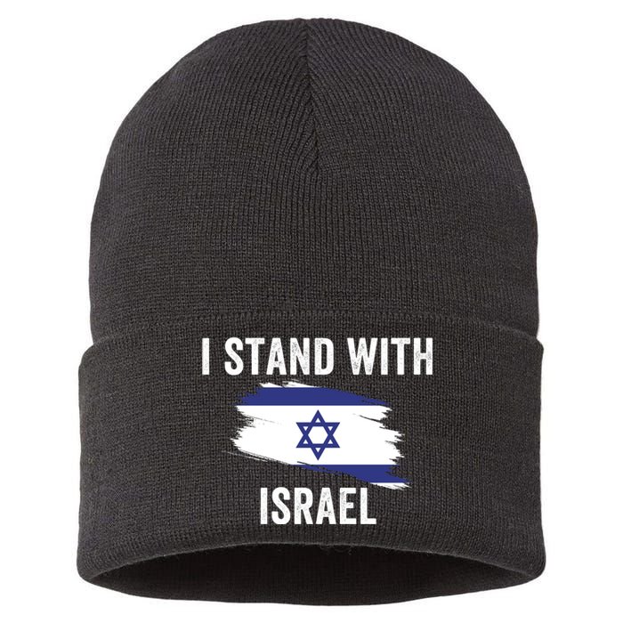 I Stand With Israel I Stand For Peace Usa Israeli Flag Jewish I Support Israel Sustainable Knit Beanie