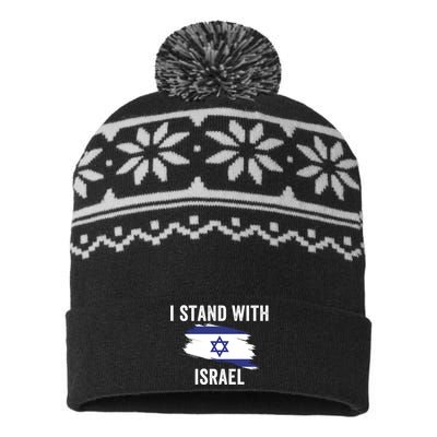 I Stand With Israel I Stand For Peace Usa Israeli Flag Jewish I Support Israel USA-Made Snowflake Beanie