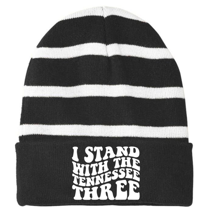 I Stand With The Tennessee Three Striped Beanie with Solid Band