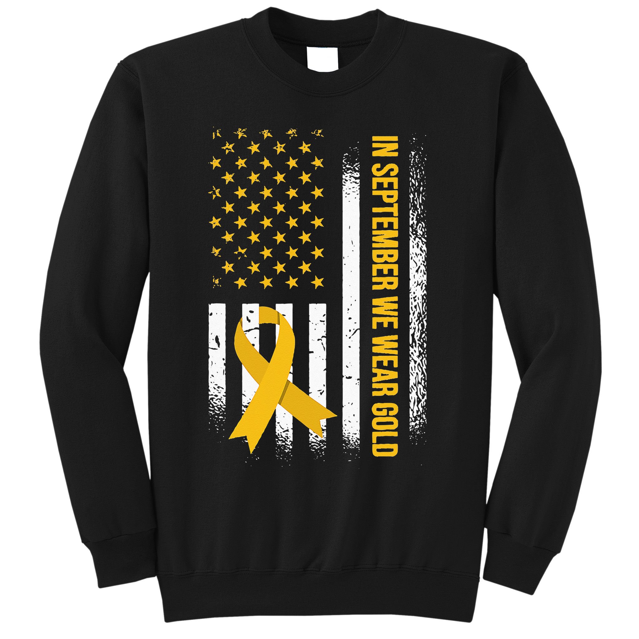 in september we wear gold childhood cancer awareness Sweatshirt