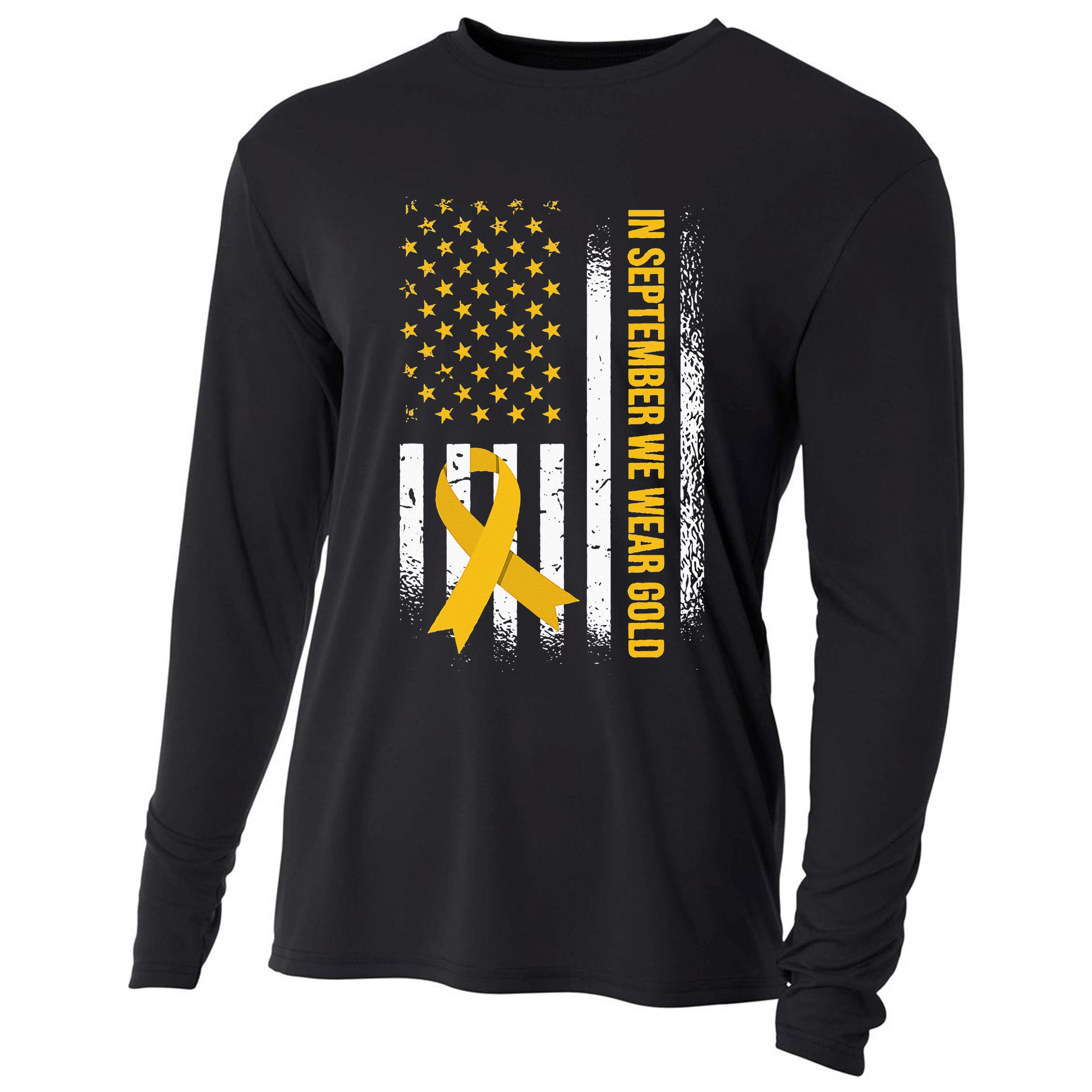 in september we wear gold childhood cancer awareness Cooling Performance Long Sleeve Crew