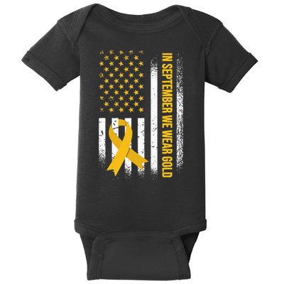 in september we wear gold childhood cancer awareness Baby Bodysuit