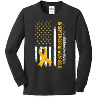 in september we wear gold childhood cancer awareness Kids Long Sleeve Shirt