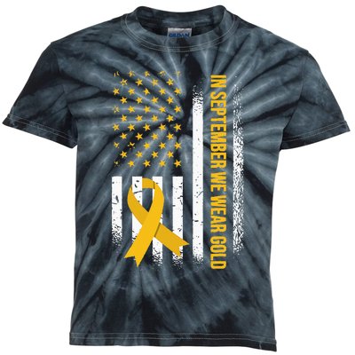 in september we wear gold childhood cancer awareness Kids Tie-Dye T-Shirt