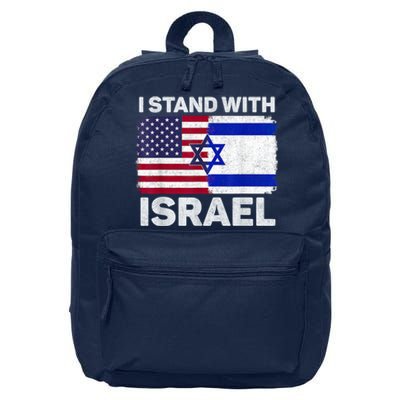 I Stand With Israel Usa American Flag With Israel Flag 16 in Basic Backpack