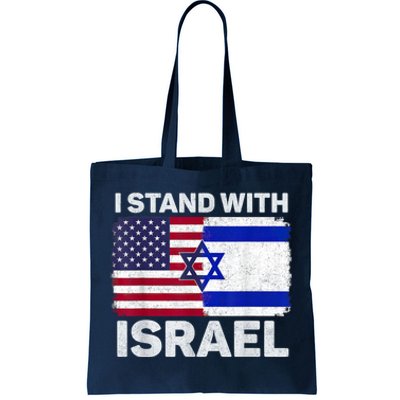 I Stand With Israel Usa American Flag With Israel Flag Tote Bag