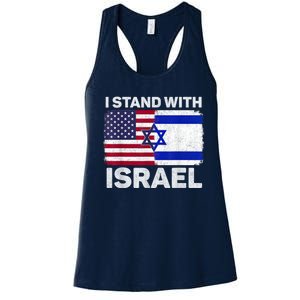 I Stand With Israel Usa American Flag With Israel Flag Women's Racerback Tank