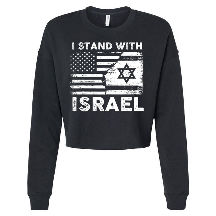 I Stand With Israel Support Israel Us And Israel Flag Cropped Pullover Crew