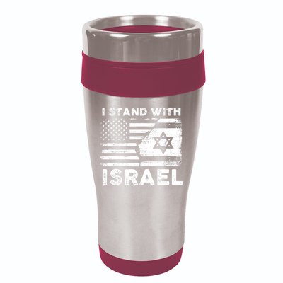I Stand With Israel Support Israel Us And Israel Flag 16oz Travel Tumbler