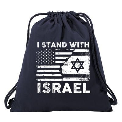 I Stand With Israel Support Israel Us And Israel Flag Drawstring Bag
