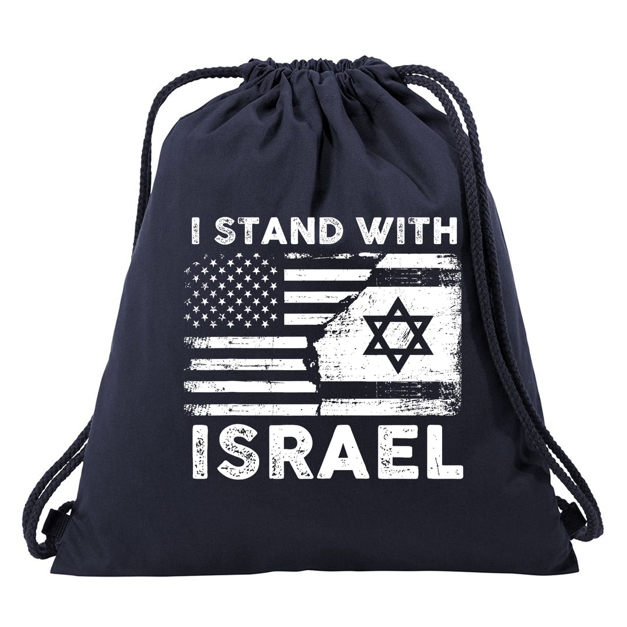 I Stand With Israel Support Israel Us And Israel Flag Drawstring Bag