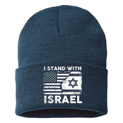 I Stand With Israel Support Israel Us And Israel Flag Sustainable Knit Beanie