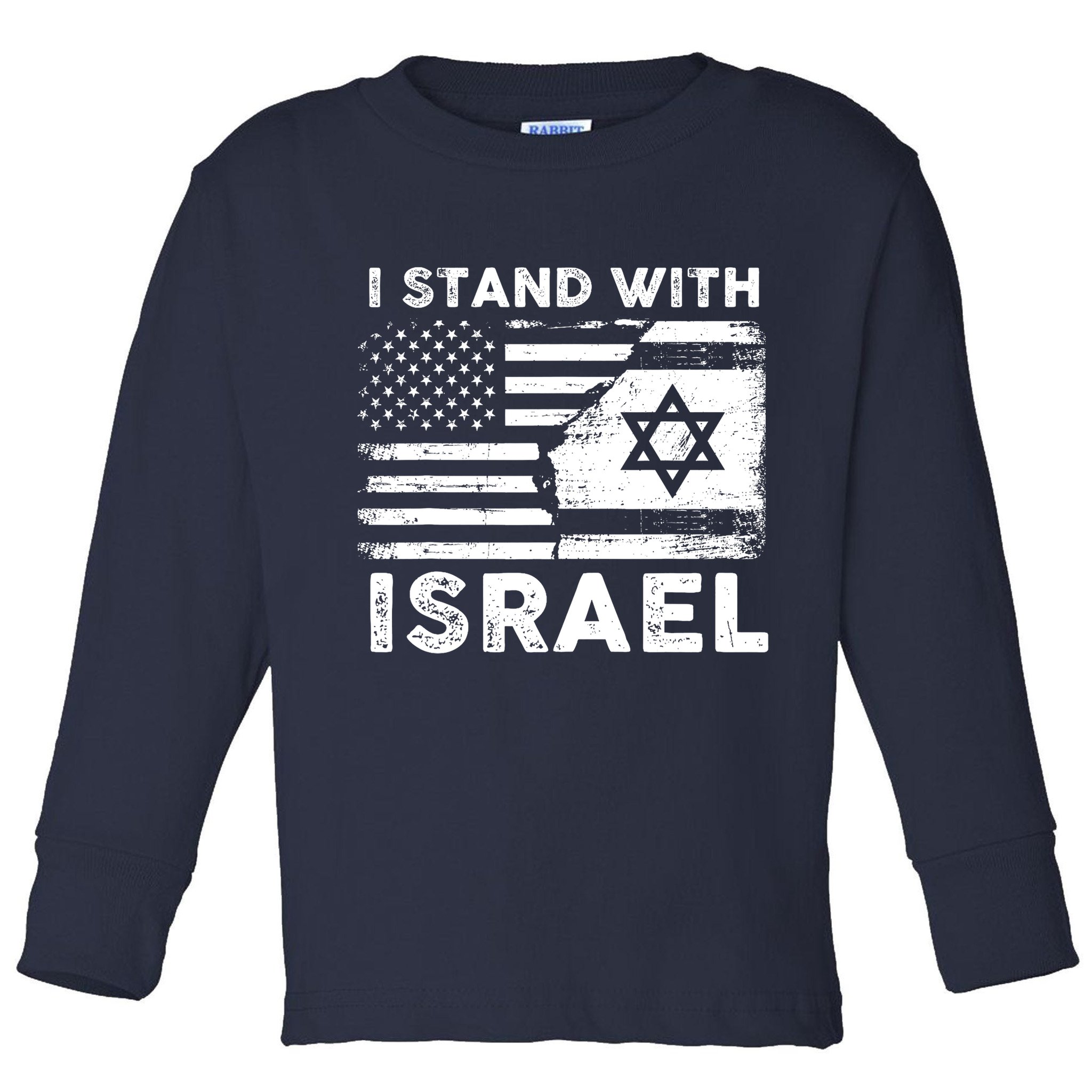 I Stand With Israel Support Israel Us And Israel Flag Toddler Long Sleeve Shirt
