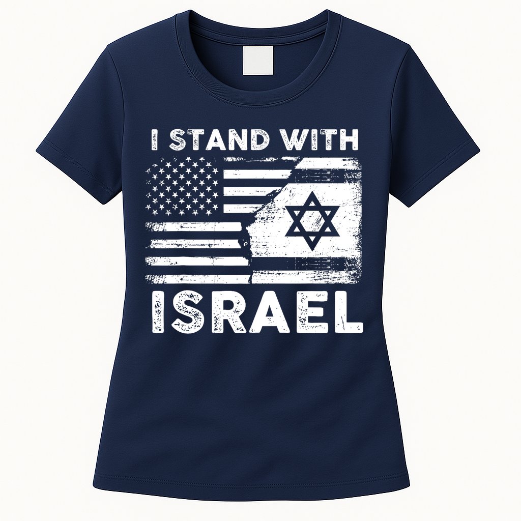 I Stand With Israel Support Israel Us And Israel Flag Womens T-Shirt