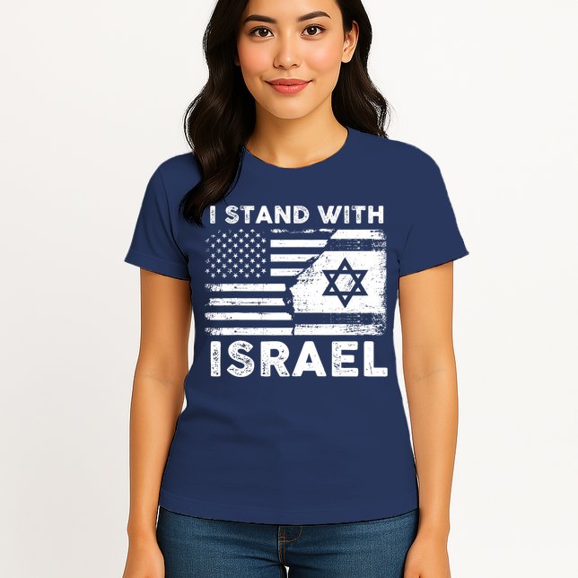 I Stand With Israel Support Israel Us And Israel Flag Womens T-Shirt