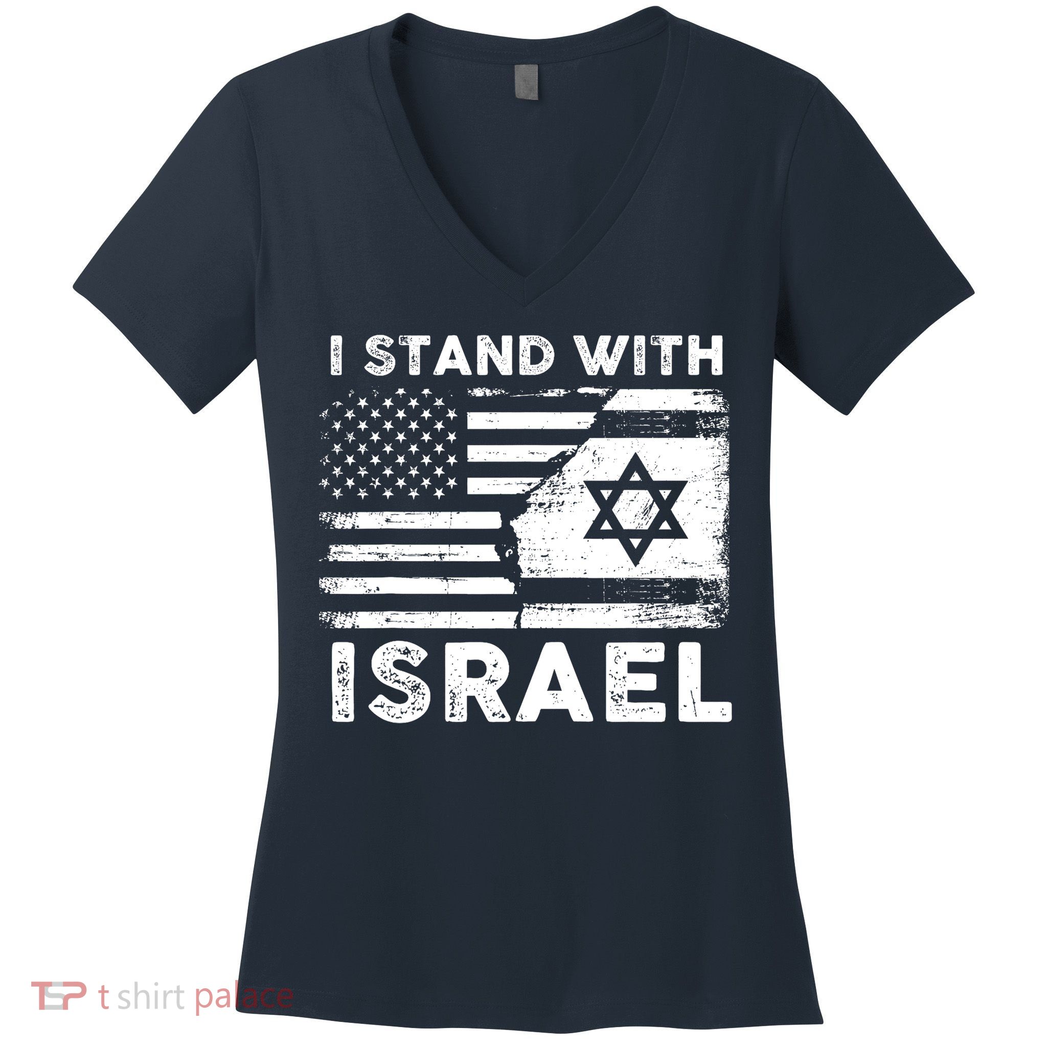 I Stand With Israel Support Israel Us And Israel Flag Women's V-Neck T-Shirt