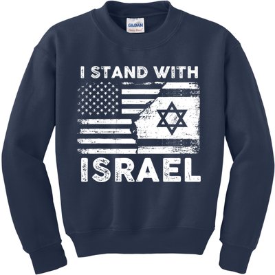I Stand With Israel Support Israel Us And Israel Flag Kids Sweatshirt