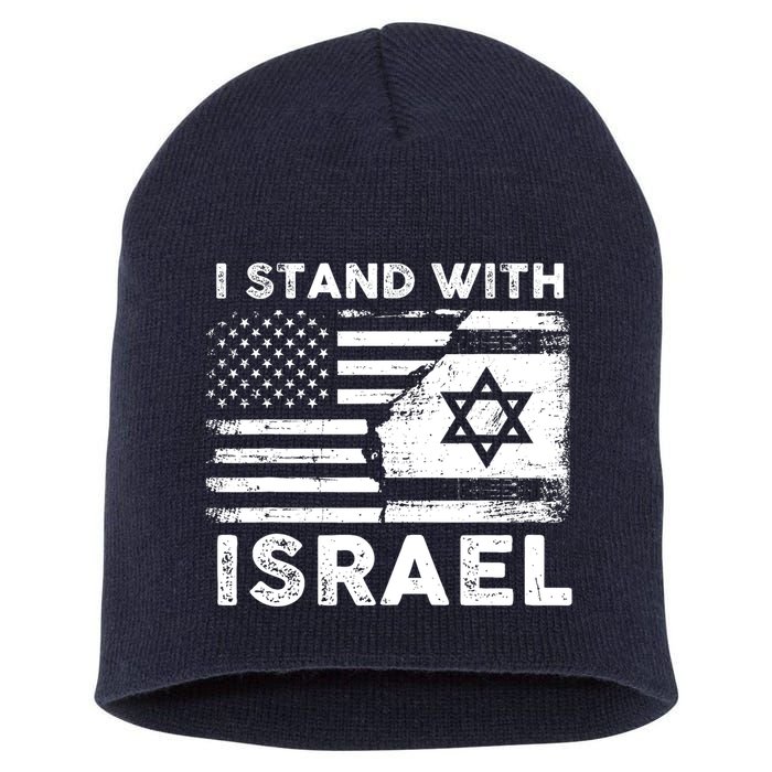 I Stand With Israel Support Israel Us And Israel Flag Short Acrylic Beanie