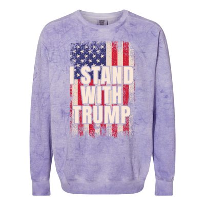 I Stand With Trump American Flag Pro Trump Gift Colorblast Crewneck Sweatshirt