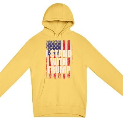 I Stand With Trump American Flag Pro Trump Gift Premium Pullover Hoodie