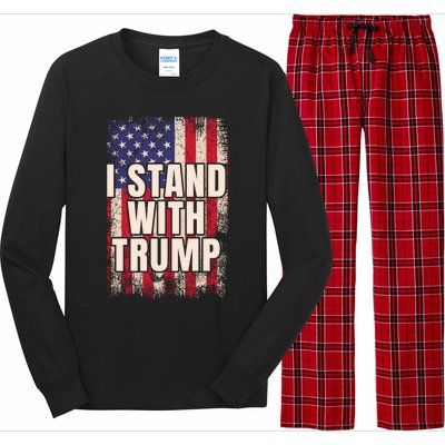 I Stand With Trump American Flag Pro Trump Gift Long Sleeve Pajama Set