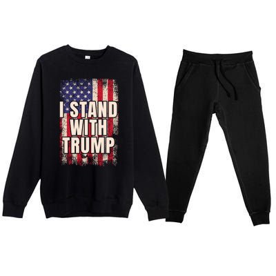 I Stand With Trump American Flag Pro Trump Gift Premium Crewneck Sweatsuit Set