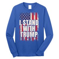 I Stand With Trump American Flag Pro Trump Gift Long Sleeve Shirt