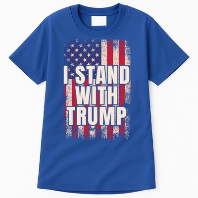 I Stand With Trump American Flag Pro Trump Gift Tall T-Shirt