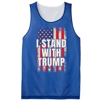 I Stand With Trump American Flag Pro Trump Gift Mesh Reversible Basketball Jersey Tank