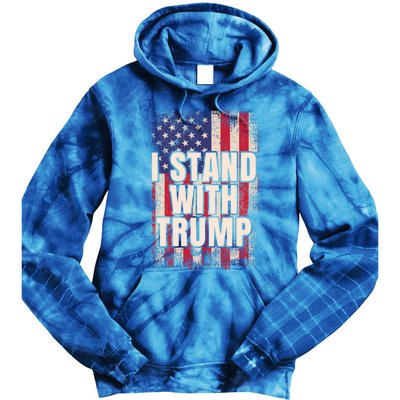 I Stand With Trump American Flag Pro Trump Gift Tie Dye Hoodie