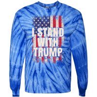 I Stand With Trump American Flag Pro Trump Gift Tie-Dye Long Sleeve Shirt