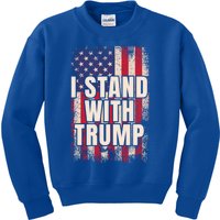 I Stand With Trump American Flag Pro Trump Gift Kids Sweatshirt