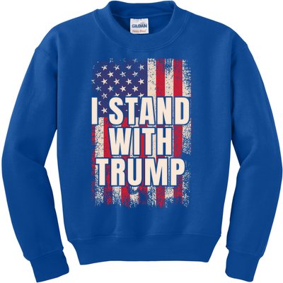 I Stand With Trump American Flag Pro Trump Gift Kids Sweatshirt