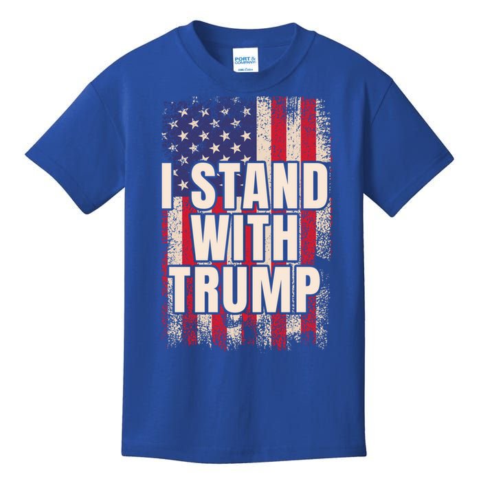 I Stand With Trump American Flag Pro Trump Gift Kids T-Shirt