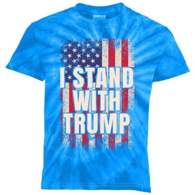 I Stand With Trump American Flag Pro Trump Gift Kids Tie-Dye T-Shirt