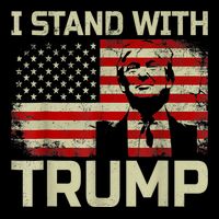 I Stand With Trump American Flag Drawstring Bag