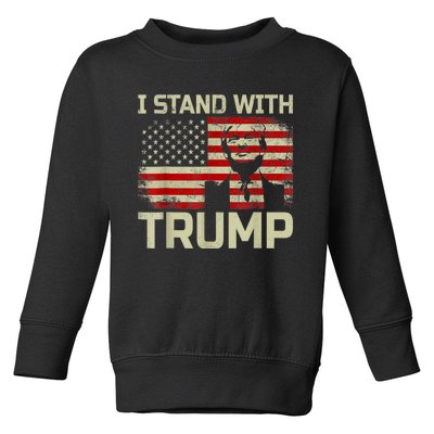 I Stand With Trump American Flag Toddler Sweatshirt