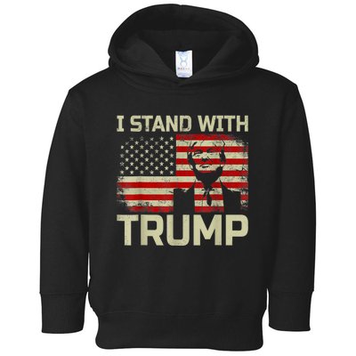 I Stand With Trump American Flag Toddler Hoodie