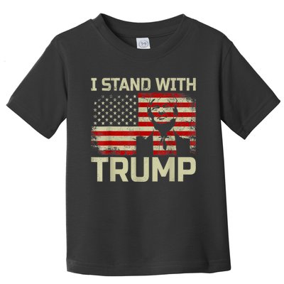 I Stand With Trump American Flag Toddler T-Shirt