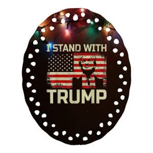 I Stand With Trump American Flag Ceramic Oval Ornament