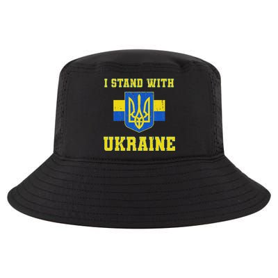 I Stand With Ukraine Vintage Ukrainian Flag Cool Comfort Performance Bucket Hat