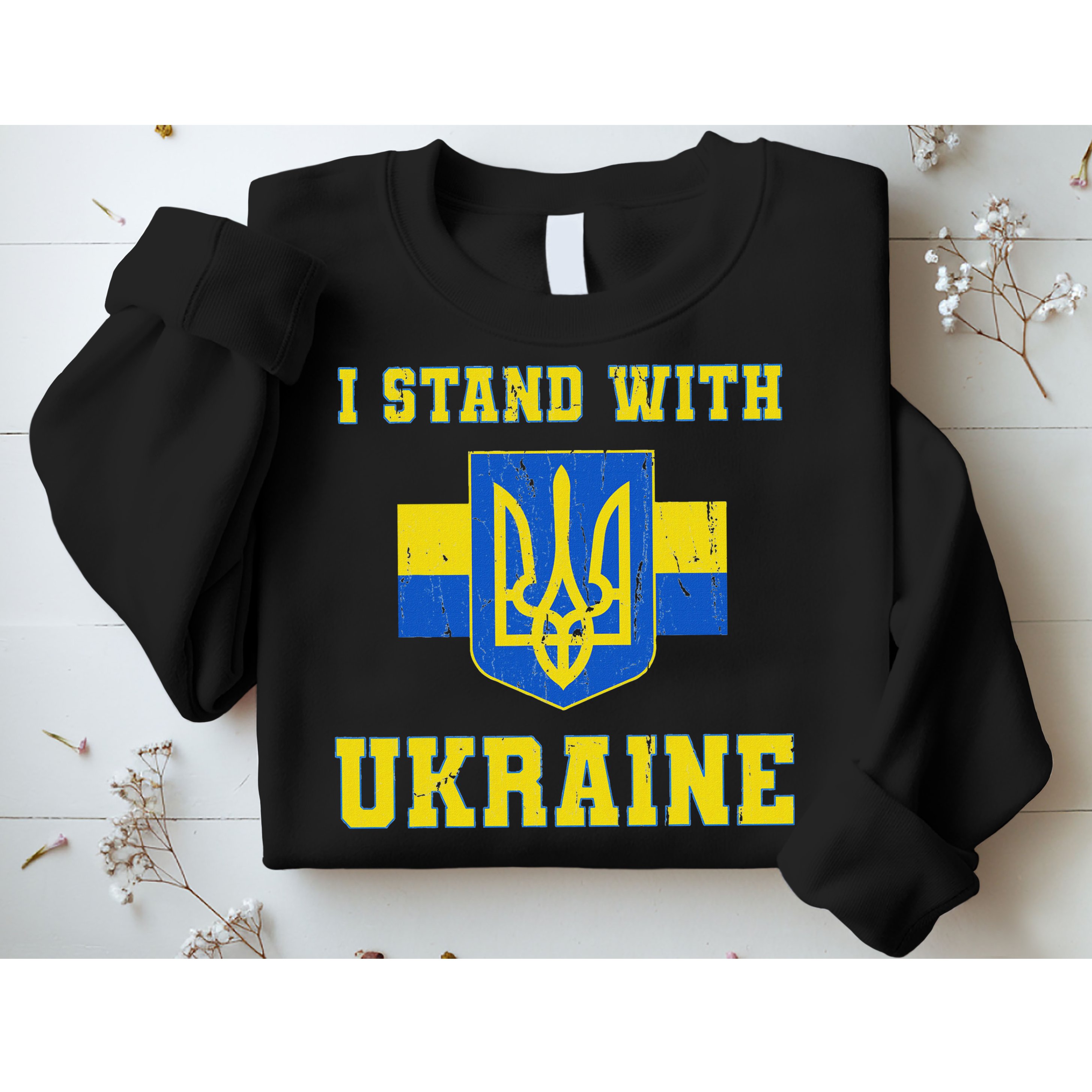 I Stand With Ukraine Vintage Ukrainian Flag Sweatshirt