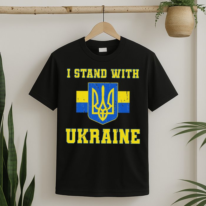 I Stand With Ukraine Vintage Ukrainian Flag T-Shirt