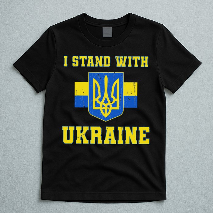 I Stand With Ukraine Vintage Ukrainian Flag T-Shirt