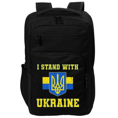 I Stand With Ukraine Vintage Ukrainian Flag Impact Tech Backpack