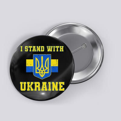 I Stand With Ukraine Vintage Ukrainian Flag Button