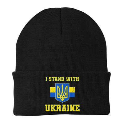 I Stand With Ukraine Vintage Ukrainian Flag Beanie