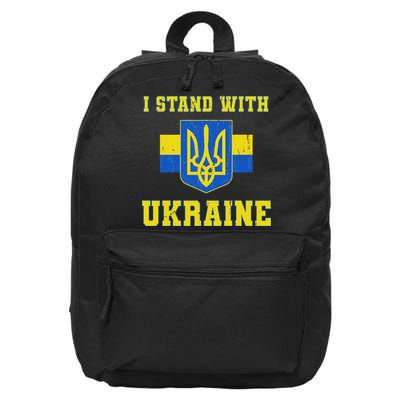 I Stand With Ukraine Vintage Ukrainian Flag 16 in Basic Backpack