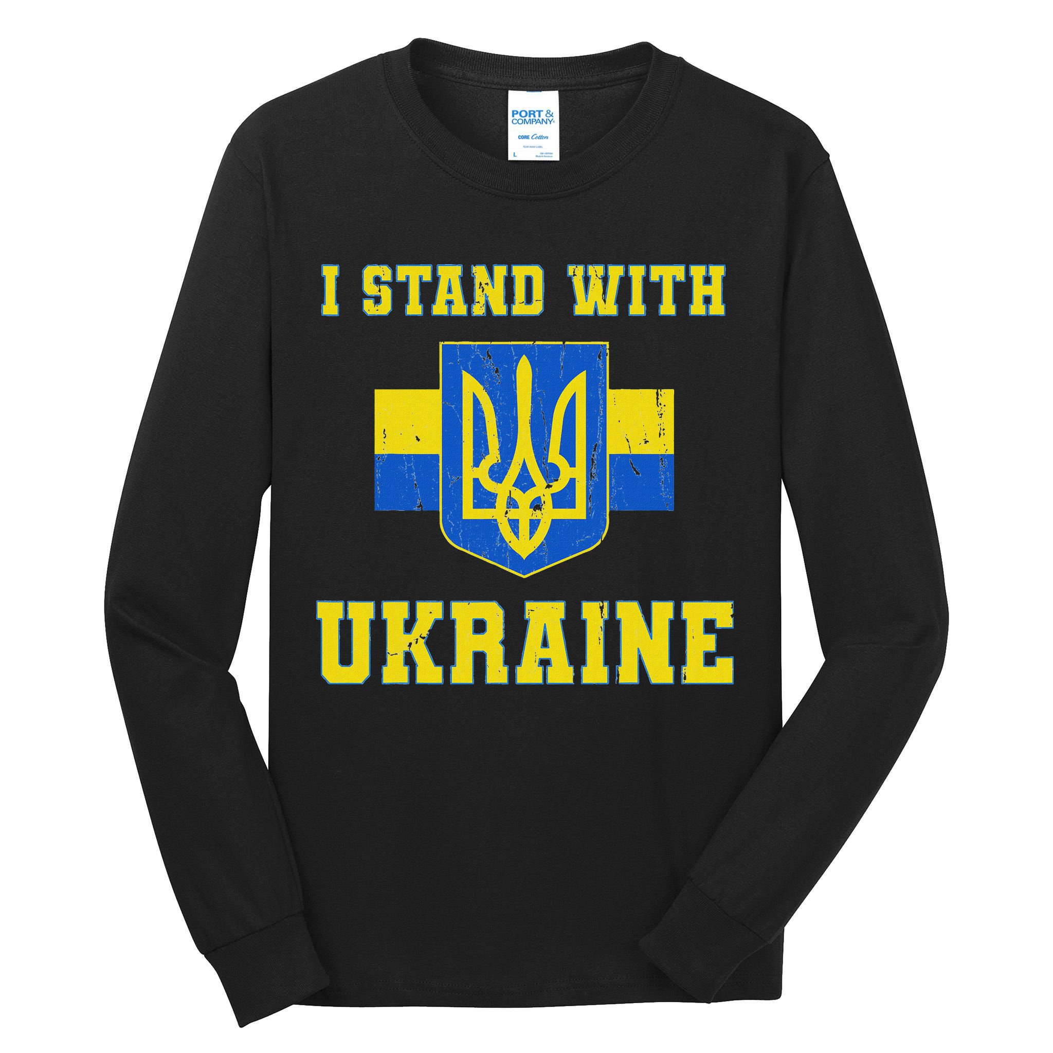 I Stand With Ukraine Vintage Ukrainian Flag Tall Long Sleeve T-Shirt