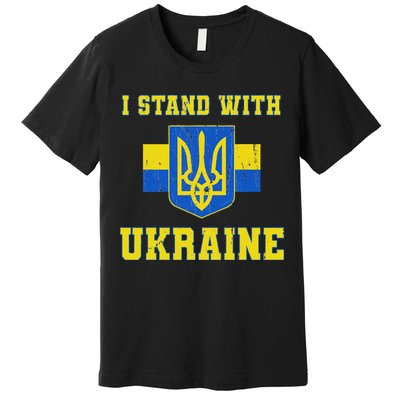 I Stand With Ukraine Vintage Ukrainian Flag Premium T-Shirt